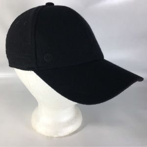 COLE HAAN GRANDSERIES Black Wool Blend Scrunchie Stretch Strap Women’s Hat